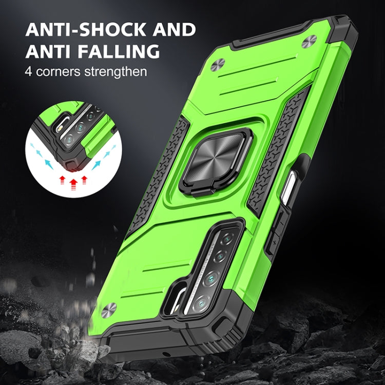 For Huawei P40 Lite 5G / Nova 7 SE Magnetic Armor Shockproof TPU + PC Case with Metal Ring Holder