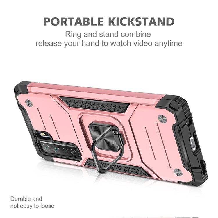 For Huawei P40 Lite 5G / Nova 7 SE Magnetic Armor Shockproof TPU + PC Case with Metal Ring Holder