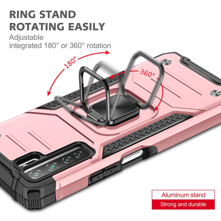 For Huawei P40 Lite 5G / Nova 7 SE Magnetic Armor Shockproof TPU + PC Case with Metal Ring Holder
