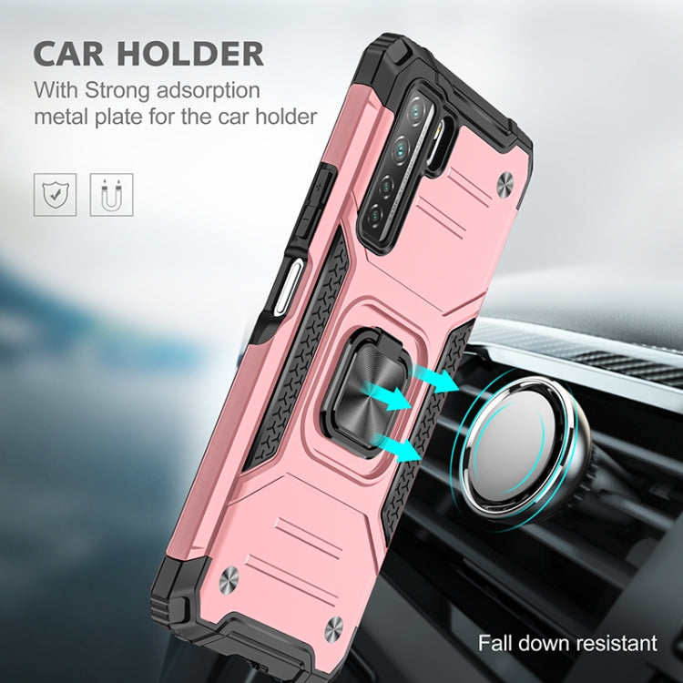 For Huawei P40 Lite 5G / Nova 7 SE Magnetic Armor Shockproof TPU + PC Case with Metal Ring Holder