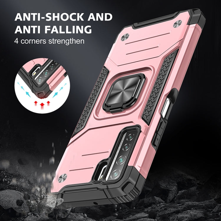 For Huawei P40 Lite 5G / Nova 7 SE Magnetic Armor Shockproof TPU + PC Case with Metal Ring Holder