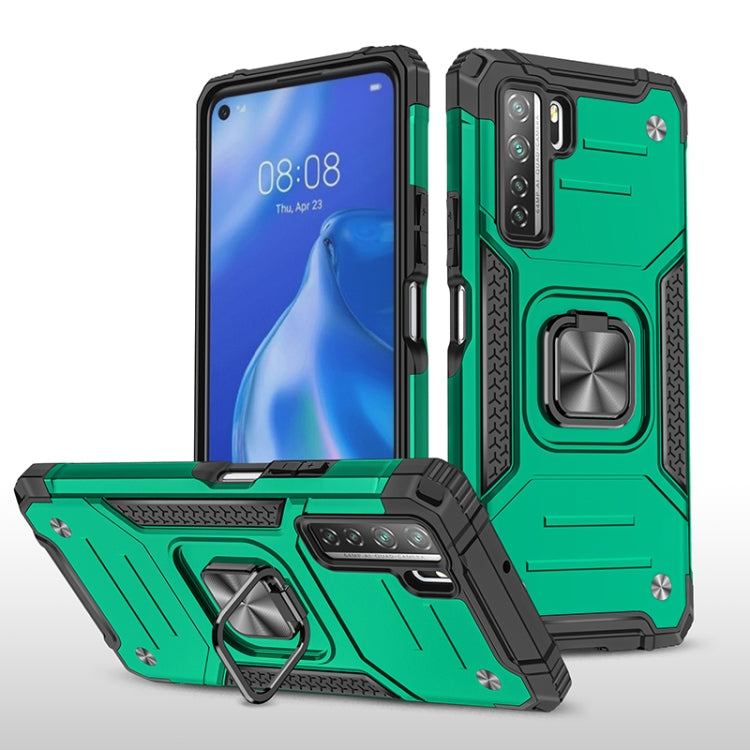 For Huawei P40 Lite 5G / Nova 7 SE Magnetic Armor Shockproof TPU + PC Case with Metal Ring Holder