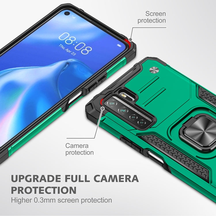 For Huawei P40 Lite 5G / Nova 7 SE Magnetic Armor Shockproof TPU + PC Case with Metal Ring Holder