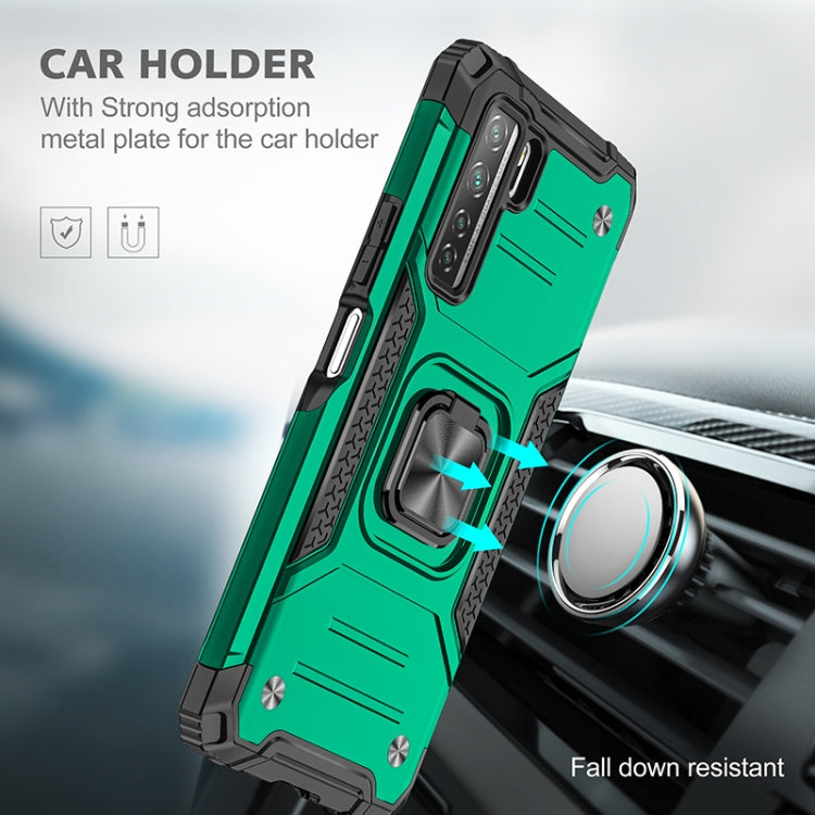 For Huawei P40 Lite 5G / Nova 7 SE Magnetic Armor Shockproof TPU + PC Case with Metal Ring Holder