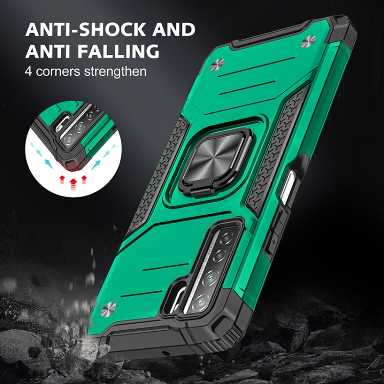 For Huawei P40 Lite 5G / Nova 7 SE Magnetic Armor Shockproof TPU + PC Case with Metal Ring Holder