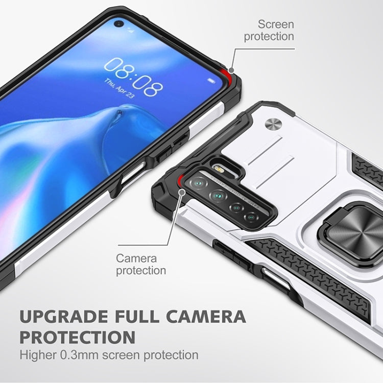 For Huawei P40 Lite 5G / Nova 7 SE Magnetic Armor Shockproof TPU + PC Case with Metal Ring Holder
