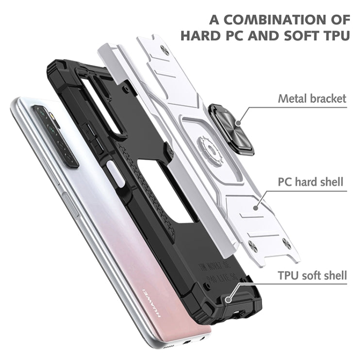 For Huawei P40 Lite 5G / Nova 7 SE Magnetic Armor Shockproof TPU + PC Case with Metal Ring Holder