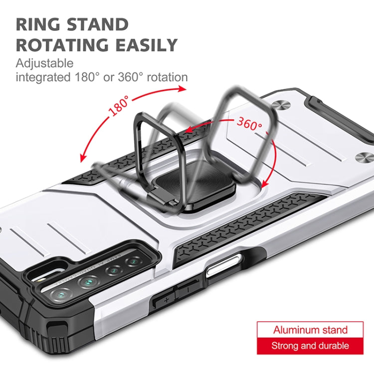 For Huawei P40 Lite 5G / Nova 7 SE Magnetic Armor Shockproof TPU + PC Case with Metal Ring Holder