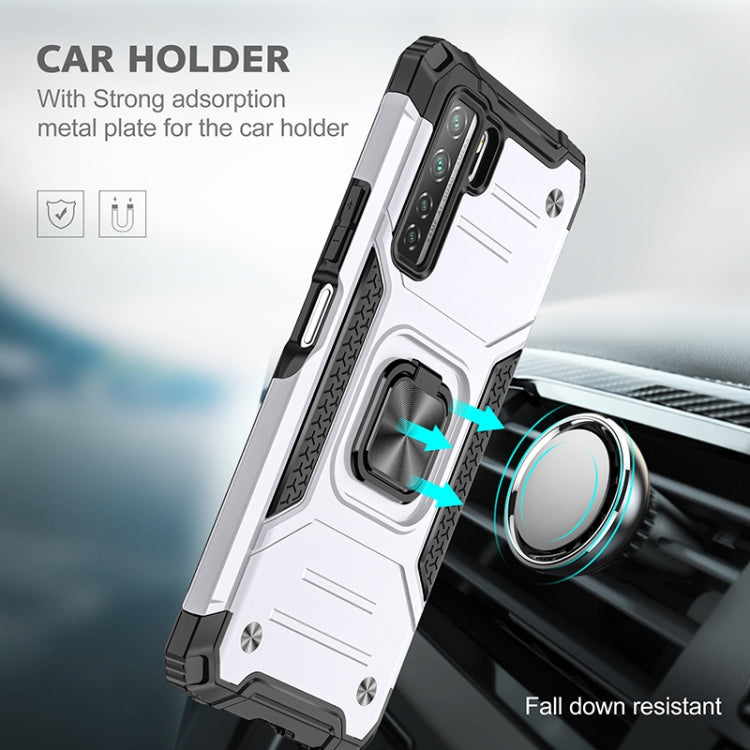 For Huawei P40 Lite 5G / Nova 7 SE Magnetic Armor Shockproof TPU + PC Case with Metal Ring Holder