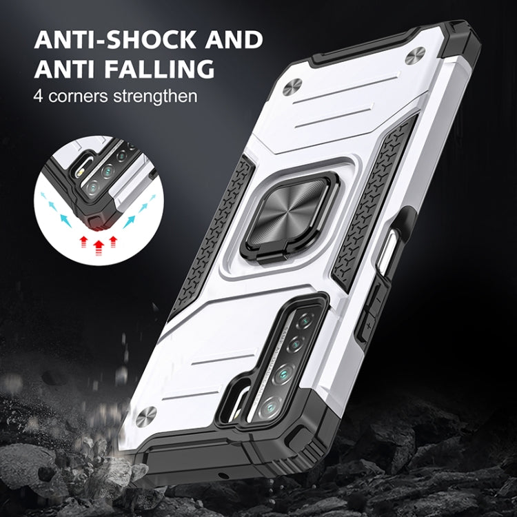 For Huawei P40 Lite 5G / Nova 7 SE Magnetic Armor Shockproof TPU + PC Case with Metal Ring Holder