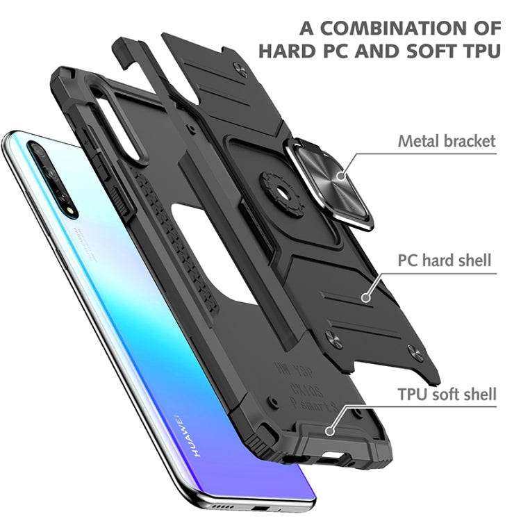 For Huawei P Smart S / Enjoy 10S / Y8P Magnetic Armor Shockproof TPU + PC Case with Metal Ring Holder