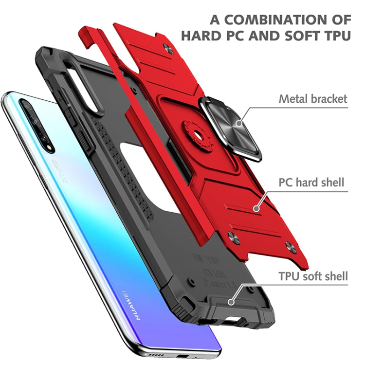 For Huawei P Smart S / Enjoy 10S / Y8P Magnetic Armor Shockproof TPU + PC Case with Metal Ring Holder