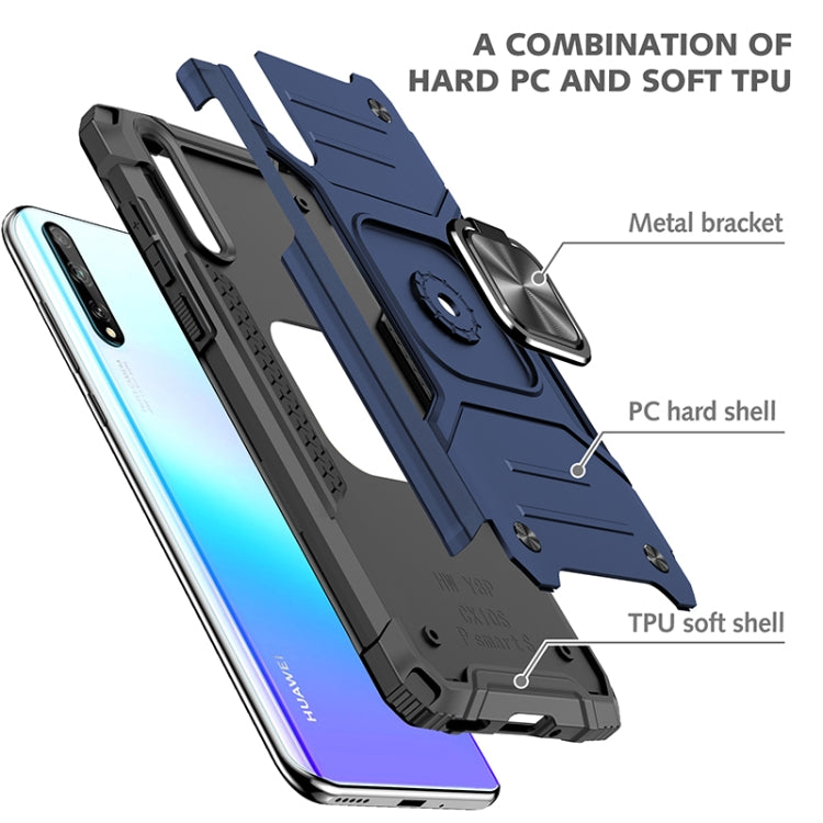 For Huawei P Smart S / Enjoy 10S / Y8P Magnetic Armor Shockproof TPU + PC Case with Metal Ring Holder