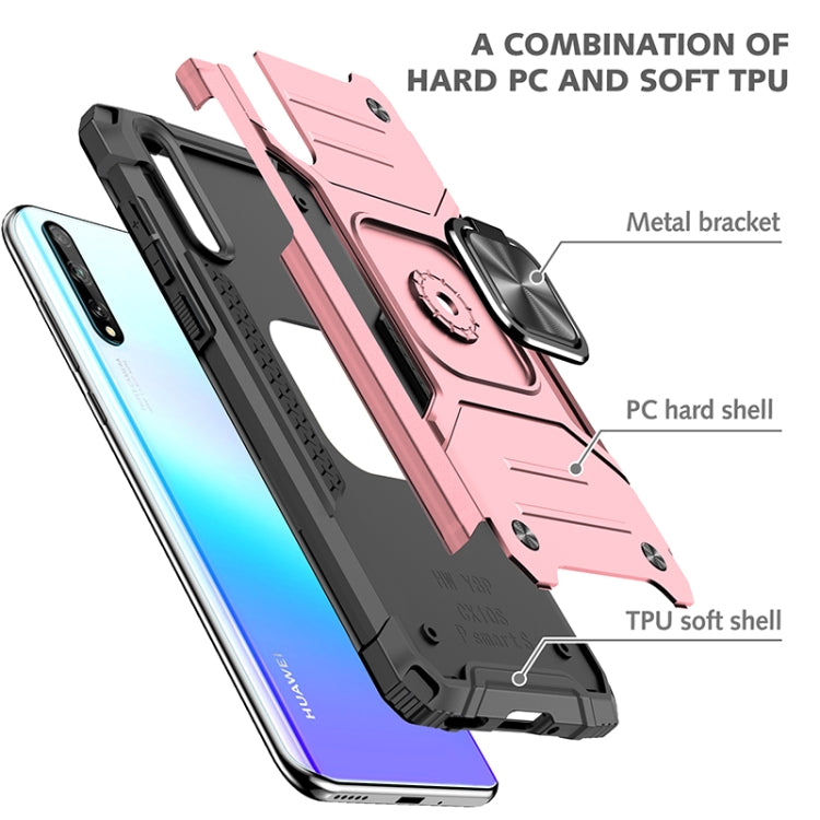 For Huawei P Smart S / Enjoy 10S / Y8P Magnetic Armor Shockproof TPU + PC Case with Metal Ring Holder