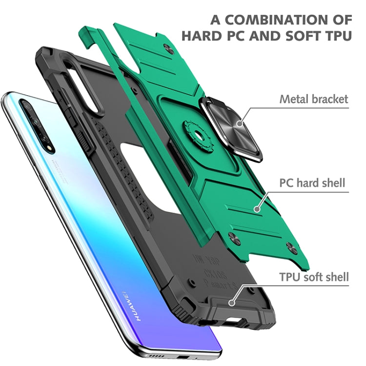 For Huawei P Smart S / Enjoy 10S / Y8P Magnetic Armor Shockproof TPU + PC Case with Metal Ring Holder
