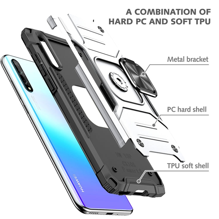 For Huawei P Smart S / Enjoy 10S / Y8P Magnetic Armor Shockproof TPU + PC Case with Metal Ring Holder