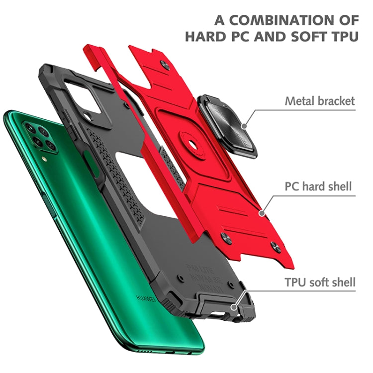 For Huawei P40 Lite / Nova 6 SE / Nova 7i Magnetic Armor Shockproof TPU + PC Case with Metal Ring Holder