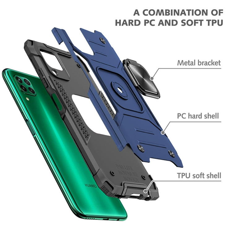 For Huawei P40 Lite / Nova 6 SE / Nova 7i Magnetic Armor Shockproof TPU + PC Case with Metal Ring Holder