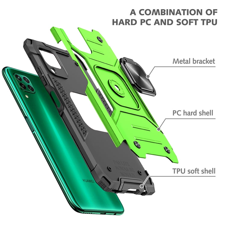 For Huawei P40 Lite / Nova 6 SE / Nova 7i Magnetic Armor Shockproof TPU + PC Case with Metal Ring Holder