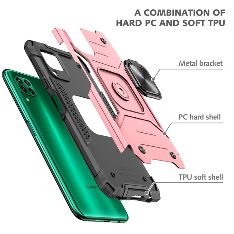 For Huawei P40 Lite / Nova 6 SE / Nova 7i Magnetic Armor Shockproof TPU + PC Case with Metal Ring Holder