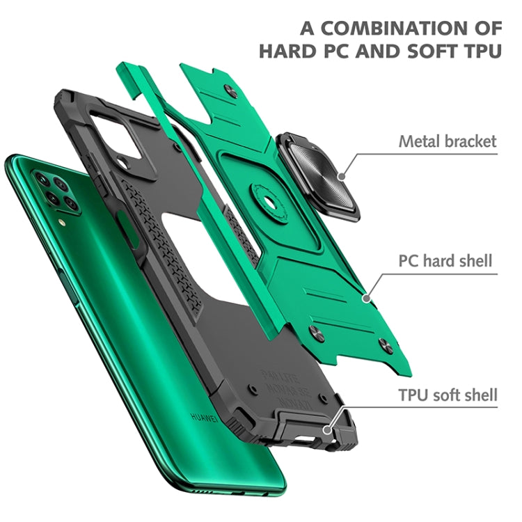 For Huawei P40 Lite / Nova 6 SE / Nova 7i Magnetic Armor Shockproof TPU + PC Case with Metal Ring Holder