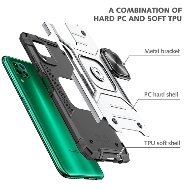 For Huawei P40 Lite / Nova 6 SE / Nova 7i Magnetic Armor Shockproof TPU + PC Case with Metal Ring Holder
