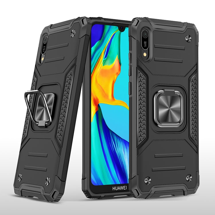 For Huawei Y6 Pro(2019) Magnetic Armor Shockproof TPU + PC Case with Metal Ring Holder