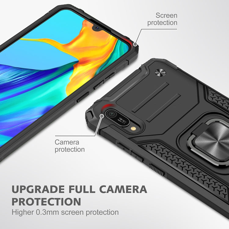 For Huawei Y6 Pro(2019) Magnetic Armor Shockproof TPU + PC Case with Metal Ring Holder
