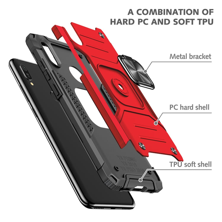 For Huawei Y6 Pro(2019) Magnetic Armor Shockproof TPU + PC Case with Metal Ring Holder
