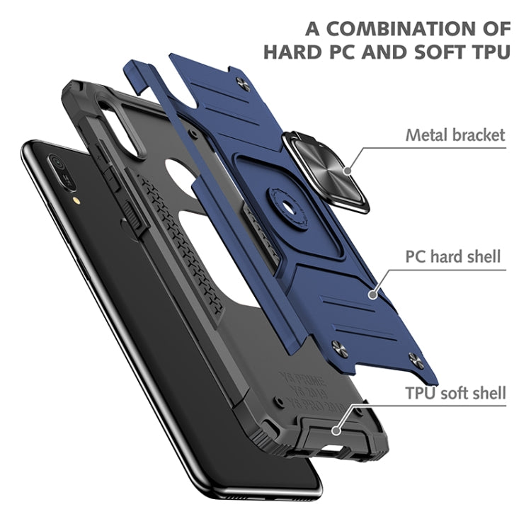 For Huawei Y6 Pro(2019) Magnetic Armor Shockproof TPU + PC Case with Metal Ring Holder
