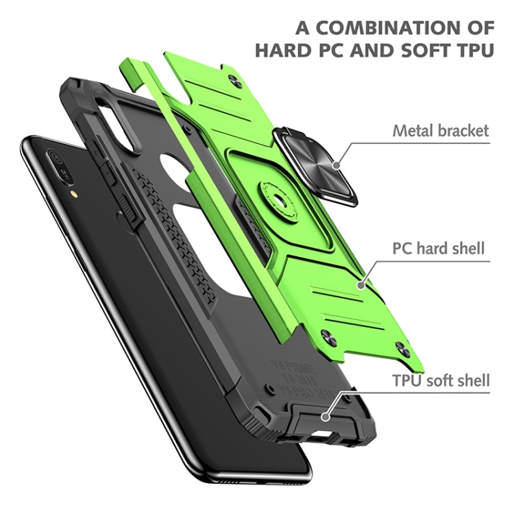 For Huawei Y6 Pro(2019) Magnetic Armor Shockproof TPU + PC Case with Metal Ring Holder