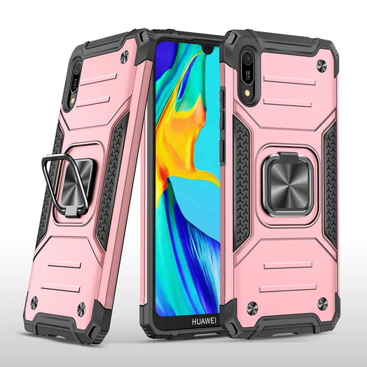 For Huawei Y6 Pro(2019) Magnetic Armor Shockproof TPU + PC Case with Metal Ring Holder