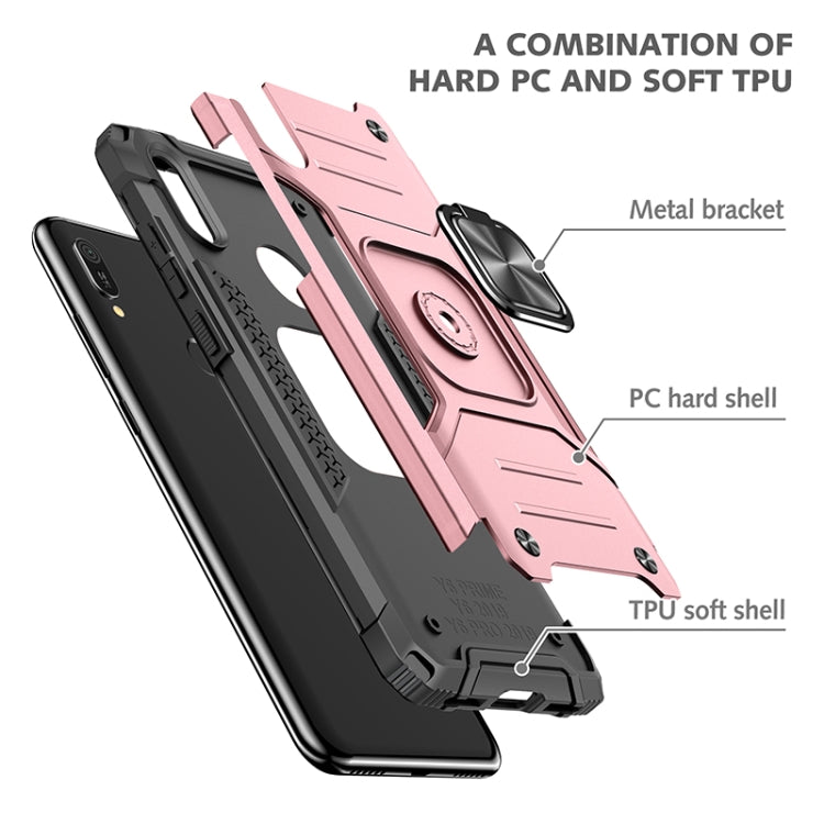 For Huawei Y6 Pro(2019) Magnetic Armor Shockproof TPU + PC Case with Metal Ring Holder
