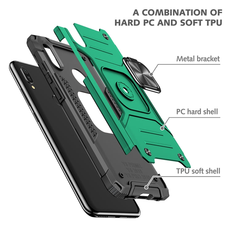 For Huawei Y6 Pro(2019) Magnetic Armor Shockproof TPU + PC Case with Metal Ring Holder
