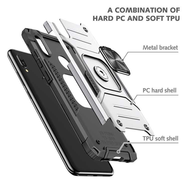 For Huawei Y6 Pro(2019) Magnetic Armor Shockproof TPU + PC Case with Metal Ring Holder