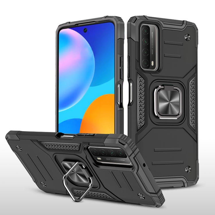 For Huawei P Smart(2021) / Y7a Magnetic Armor Shockproof TPU + PC Case with Metal Ring Holder