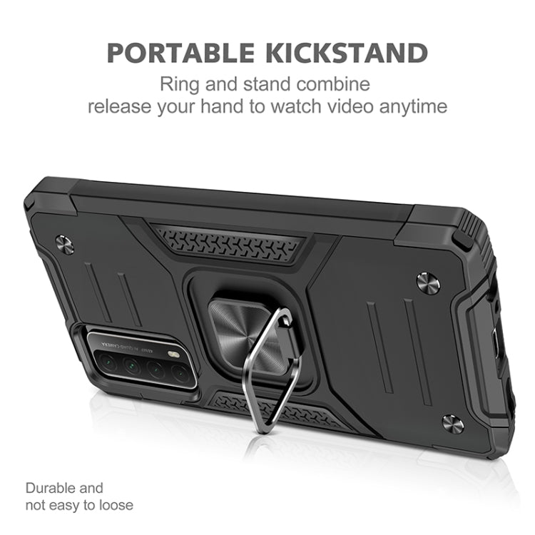 For Huawei P Smart(2021) / Y7a Magnetic Armor Shockproof TPU + PC Case with Metal Ring Holder