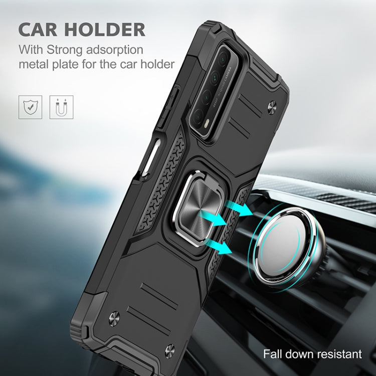 For Huawei P Smart(2021) / Y7a Magnetic Armor Shockproof TPU + PC Case with Metal Ring Holder