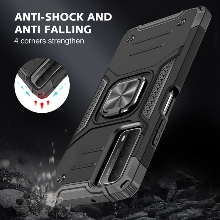 For Huawei P Smart(2021) / Y7a Magnetic Armor Shockproof TPU + PC Case with Metal Ring Holder