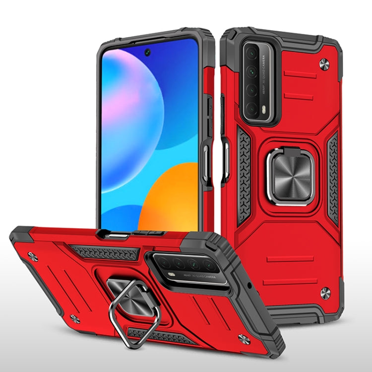 For Huawei P Smart(2021) / Y7a Magnetic Armor Shockproof TPU + PC Case with Metal Ring Holder