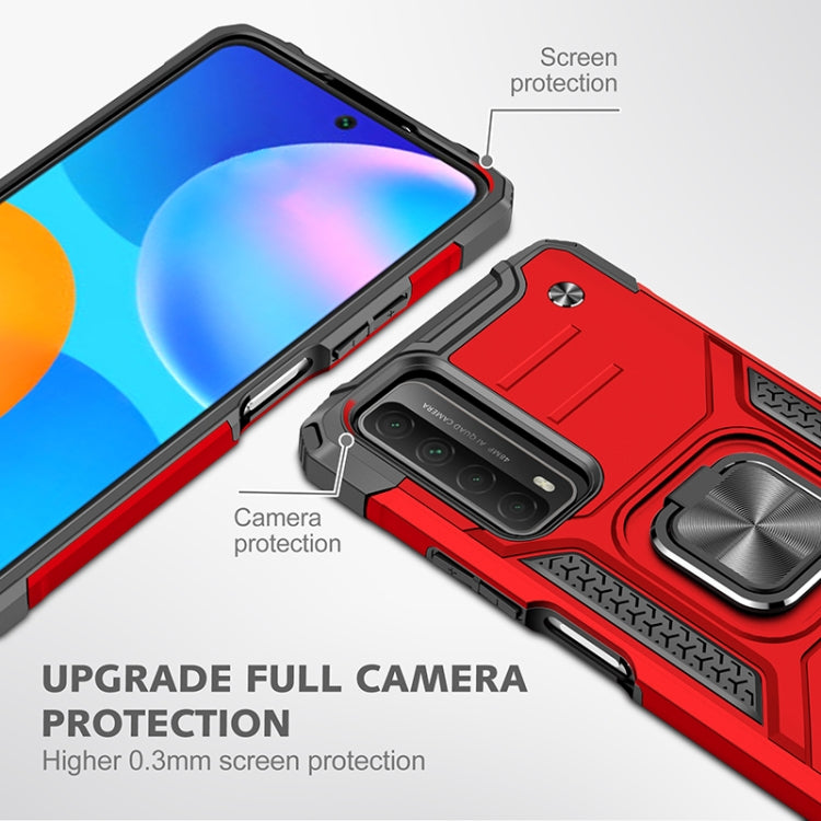 For Huawei P Smart(2021) / Y7a Magnetic Armor Shockproof TPU + PC Case with Metal Ring Holder
