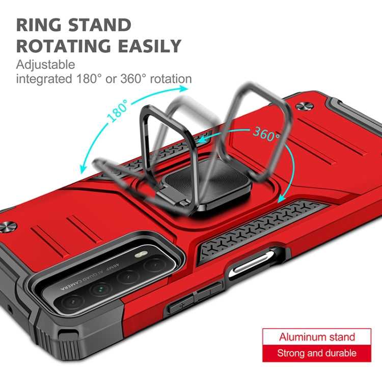 For Huawei P Smart(2021) / Y7a Magnetic Armor Shockproof TPU + PC Case with Metal Ring Holder