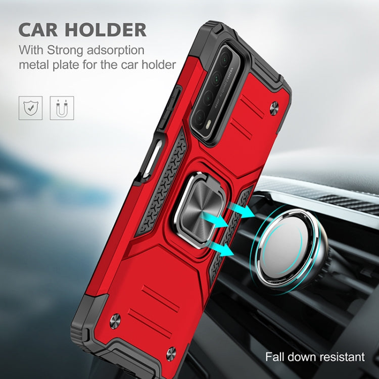 For Huawei P Smart(2021) / Y7a Magnetic Armor Shockproof TPU + PC Case with Metal Ring Holder
