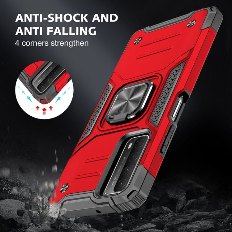 For Huawei P Smart(2021) / Y7a Magnetic Armor Shockproof TPU + PC Case with Metal Ring Holder