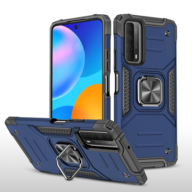 For Huawei P Smart(2021) / Y7a Magnetic Armor Shockproof TPU + PC Case with Metal Ring Holder