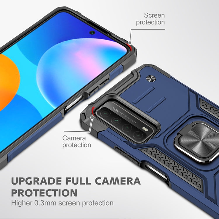 For Huawei P Smart(2021) / Y7a Magnetic Armor Shockproof TPU + PC Case with Metal Ring Holder
