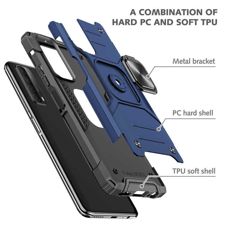 For Huawei P Smart(2021) / Y7a Magnetic Armor Shockproof TPU + PC Case with Metal Ring Holder