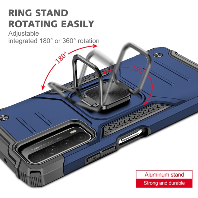 For Huawei P Smart(2021) / Y7a Magnetic Armor Shockproof TPU + PC Case with Metal Ring Holder