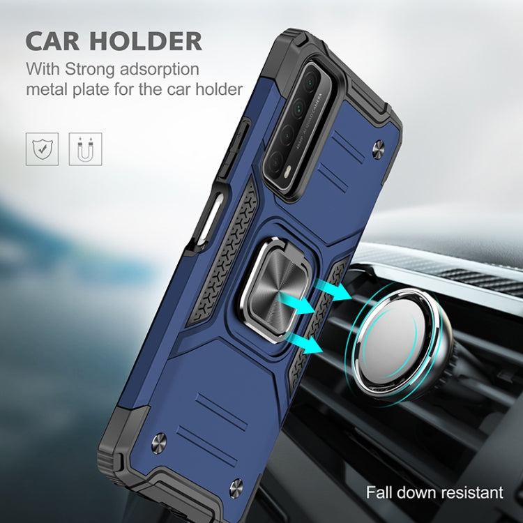 For Huawei P Smart(2021) / Y7a Magnetic Armor Shockproof TPU + PC Case with Metal Ring Holder