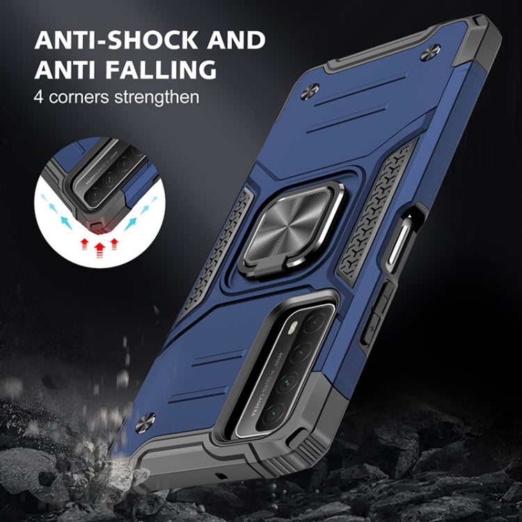 For Huawei P Smart(2021) / Y7a Magnetic Armor Shockproof TPU + PC Case with Metal Ring Holder